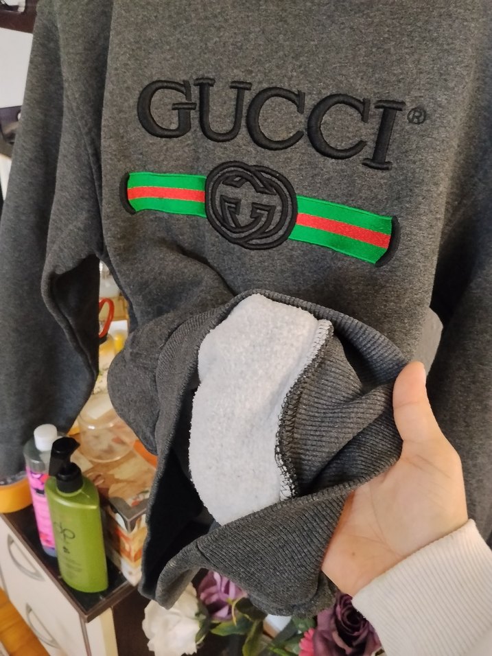 Gri Kapüşonlu Sweatshirt - Görsel 4