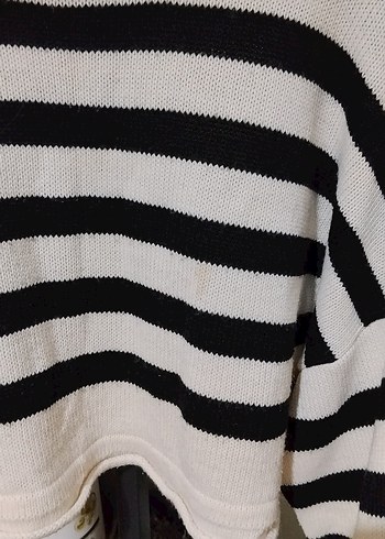 Çizgili Örgü Kadın Kazak - Görsel 3