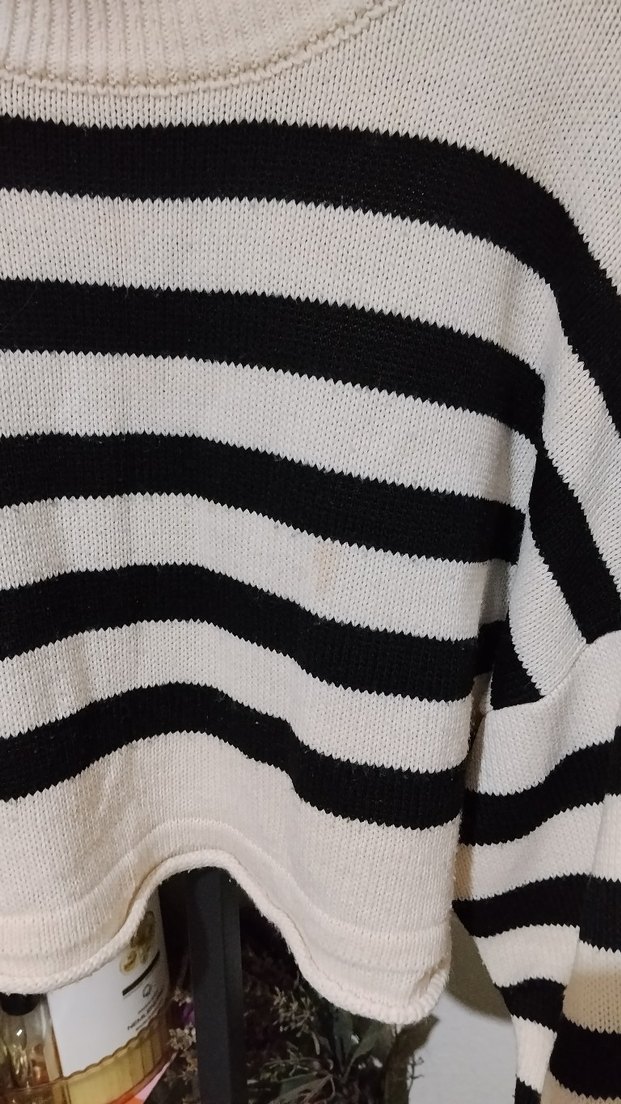 Çizgili Örgü Kadın Kazak - Görsel 3