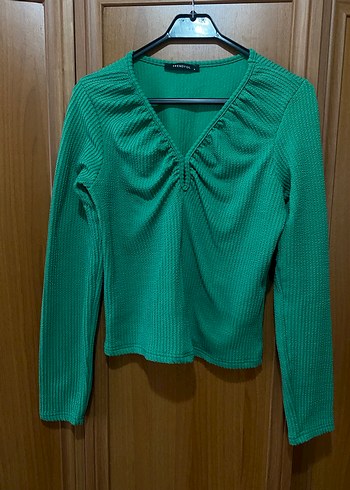 Yeşil renk milla bluz - Görsel 2