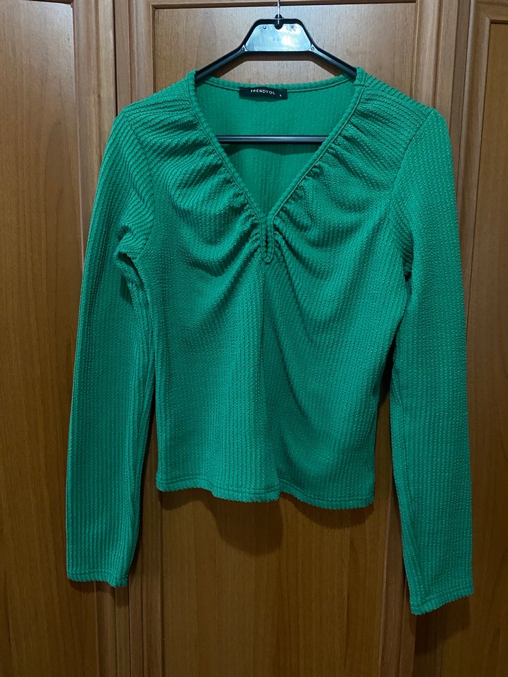 Yeşil renk milla bluz - Görsel 2