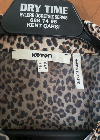 Düğmeli Leopar Desenli Uzun Kollu Kadın Gömlek - Görsel 4