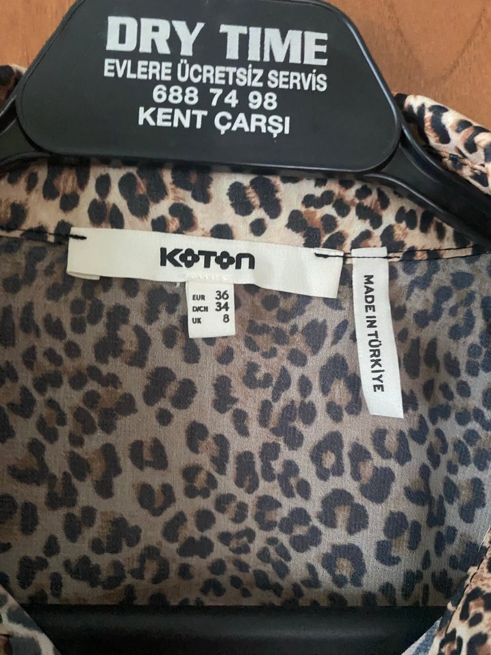 Düğmeli Leopar Desenli Uzun Kollu Kadın Gömlek - Görsel 4