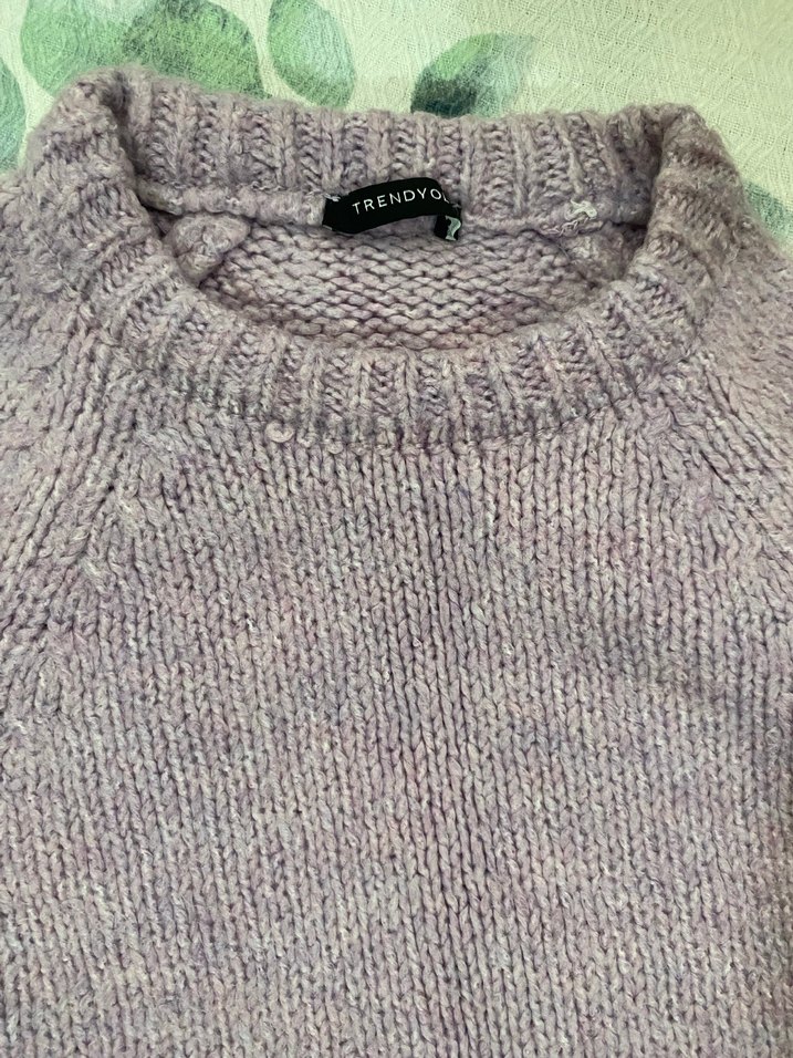 Lila Kadın Basic Örgü Kazak - Görsel 2