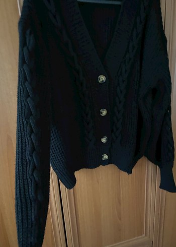 Siyah Örgü Kadın Hırka - Görsel 2