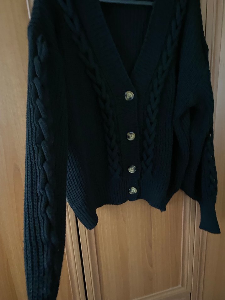 Siyah Örgü Kadın Hırka - Görsel 2