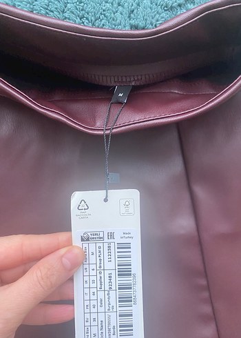 Bordo Mlla Deri Mini Etek - Görsel 3