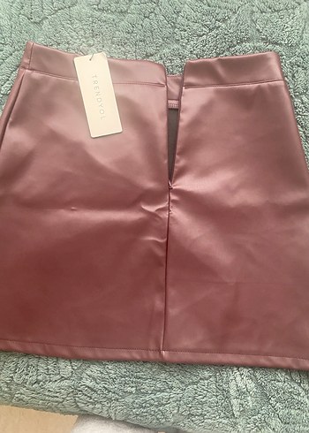 Bordo Mlla Deri Mini Etek - Görsel 4