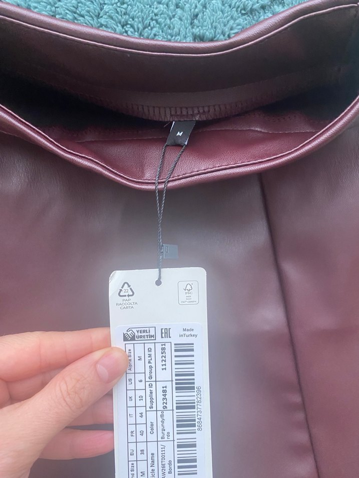 Bordo Mlla Deri Mini Etek - Görsel 3