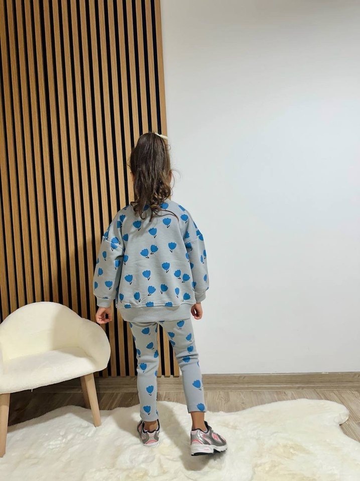 ZARA Çiçekli Kız Çocuk Takım - Görsel 4