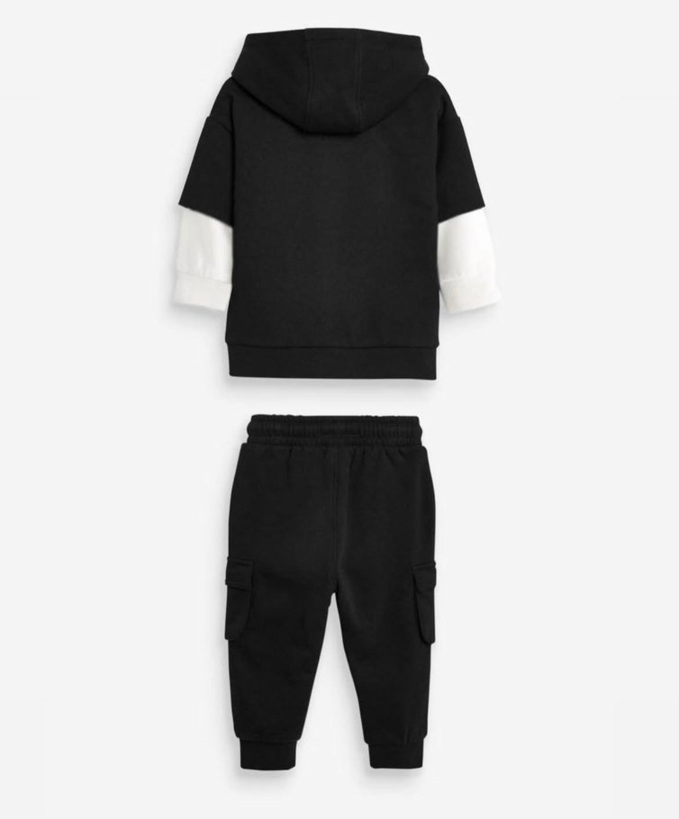 Erkek Çocuk Siyah Kapüşonlu Oversize Eşofman Takımı - Görsel 3