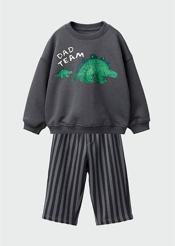 Gri Erkek Çocuk Oversize Eşofman Takımı - Görsel 2