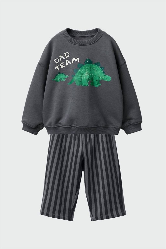 Gri Erkek Çocuk Oversize Eşofman Takımı - Görsel 2