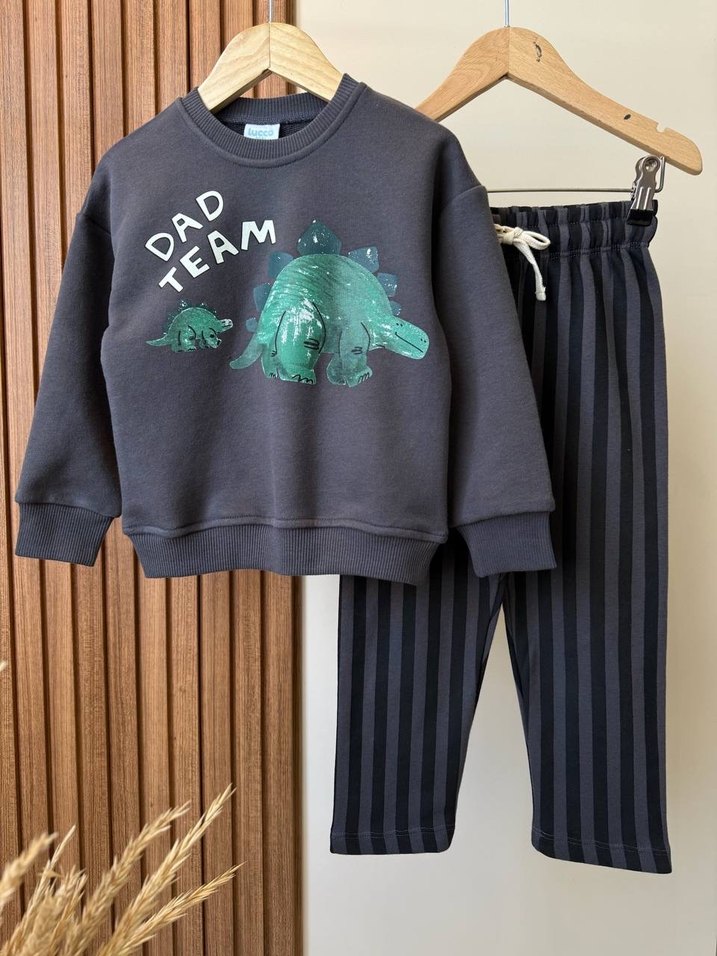 Gri Erkek Çocuk Oversize Eşofman Takımı - Görsel 3