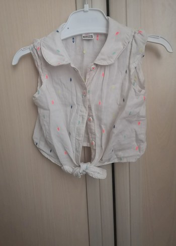 Kız Çocuk Beyaz Kolsuz Gömlek - Görsel 3