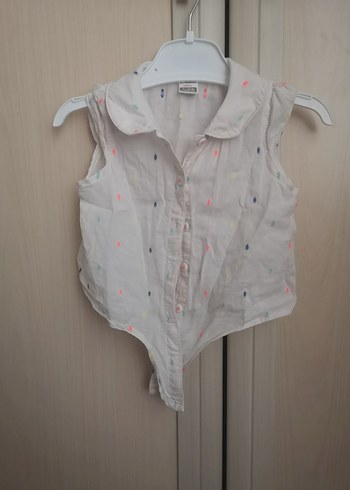 Kız Çocuk Beyaz Kolsuz Gömlek - Görsel 2