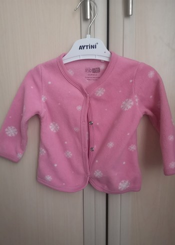 Pembe Baskılı Kız Çocuk Polar Hırka - Görsel 2