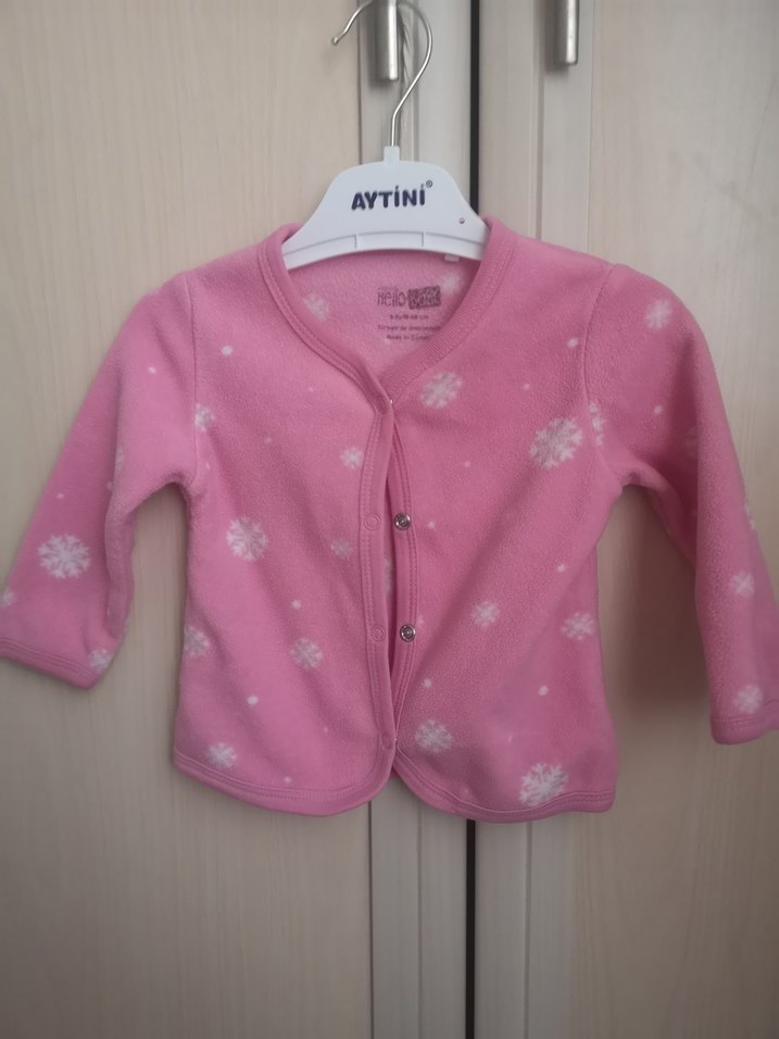 Pembe Baskılı Kız Çocuk Polar Hırka - Görsel 2