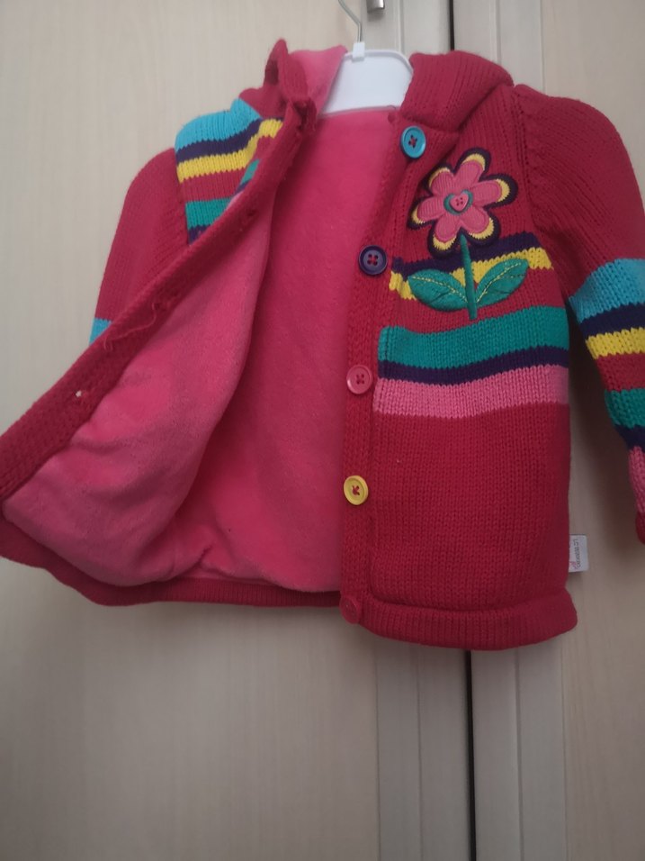 Çiçek Nakışlı Renkli Kiz Hırka mont - Görsel 2