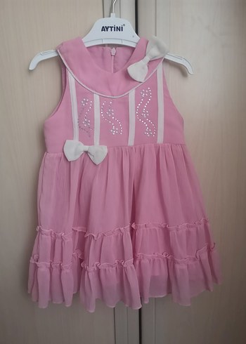 Kız Çocuk Pembe Fırfırlı Elbise - Görsel 2