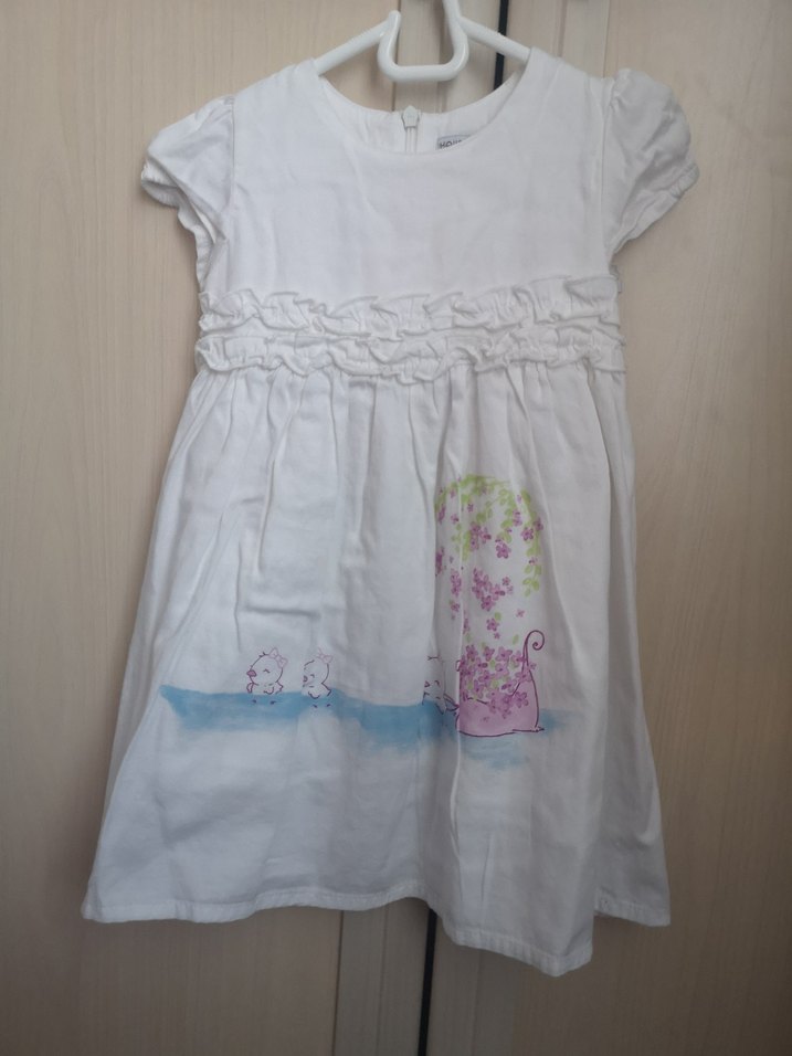 Kısa Kollu Pamuklu Kız Çocuk Elbise - Görsel 2