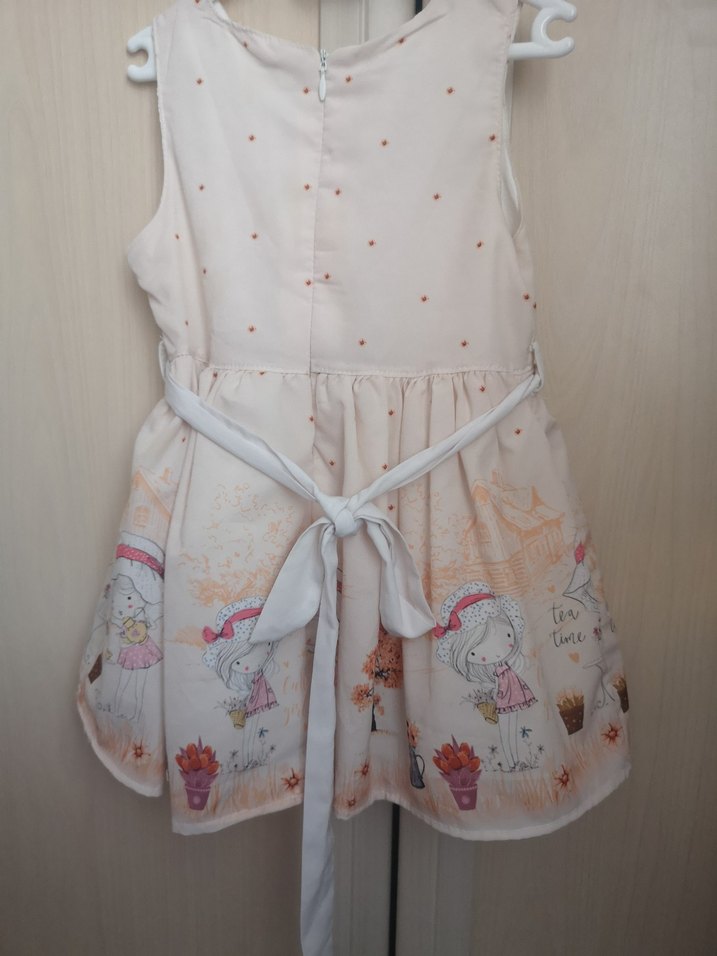 Kız Çocuk Payetli Baskılı Kolsuz Elbise - Görsel 2