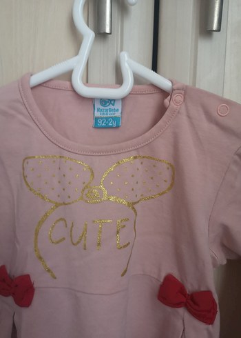 İkili takım Kız Çocuk Pembe Uzun Kollu Pamuklu Tişört - Görsel 2