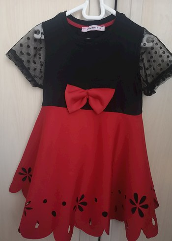 Kız Çocuk Siyah-Kırmızı Elbise - Görsel 2