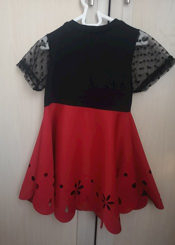 Kız Çocuk Siyah-Kırmızı Elbise - Görsel 3