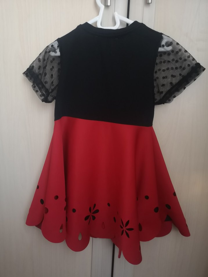 Kız Çocuk Siyah-Kırmızı Elbise - Görsel 3