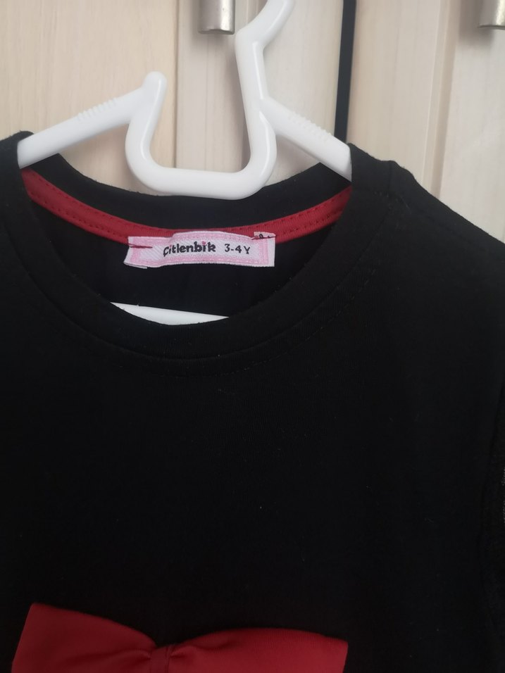 Kız Çocuk Siyah-Kırmızı Elbise - Görsel 4