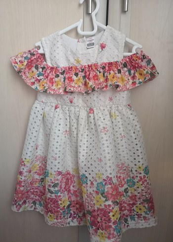 Çiçek Desenli Fırfırlı Kız Elbisesi - Görsel 2