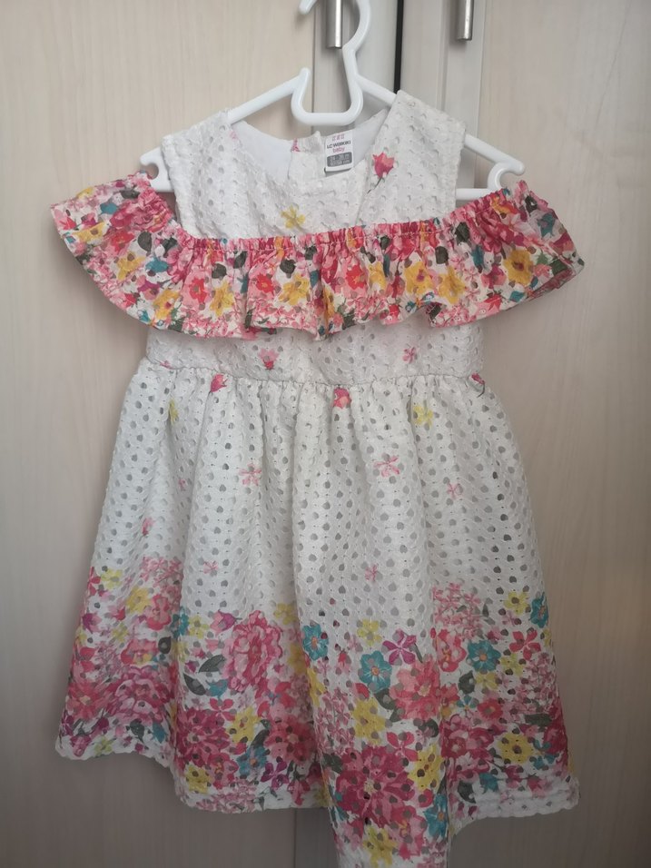 Çiçek Desenli Fırfırlı Kız Elbisesi - Görsel 2