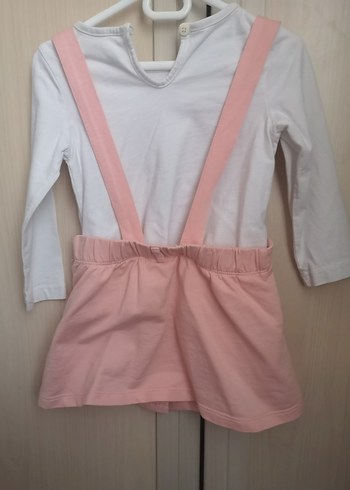 Düğmeli Pembe Askılı 9-12 ay  Fit Kız Elbise - Görsel 2