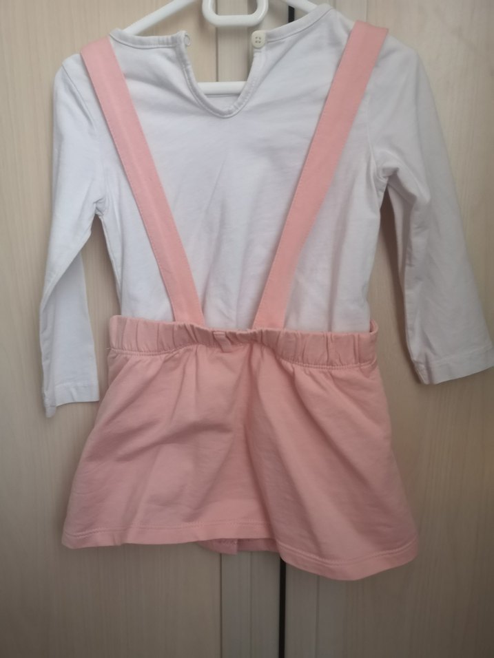 Düğmeli Pembe Askılı 9-12 ay  Fit Kız Elbise - Görsel 2