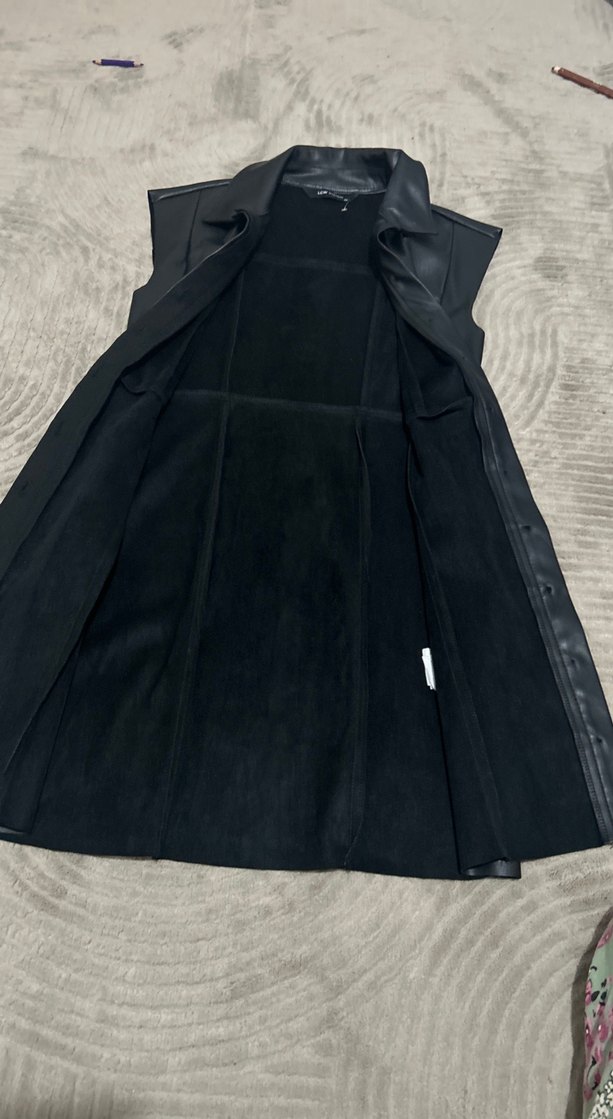 Düğmeli Siyah Deri Kadın düğmeli elbise - Görsel 2