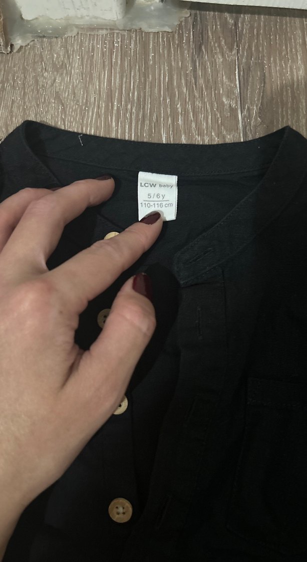 Erkek Siyah Kısa Kollu Düğmeli Keten Gömlek - Görsel 2