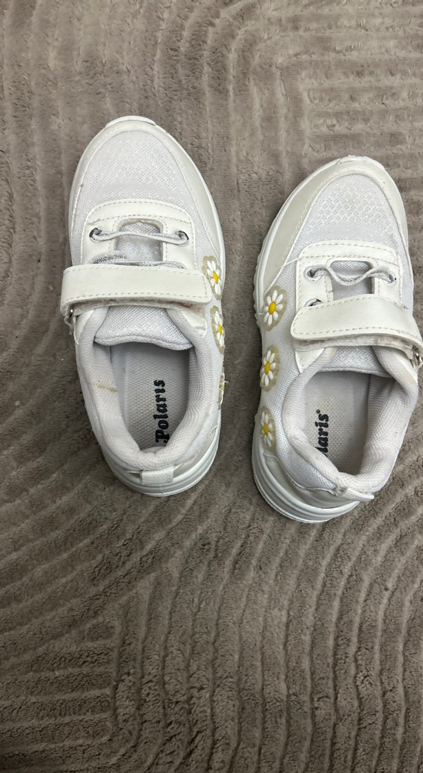 Kız Çocuk Beyaz Cırt Cırtlı Spor Ayakkabı - Görsel 4