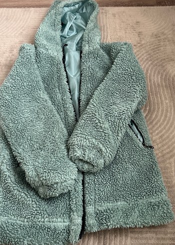 Gri Kadın Midi Boy Peluş Ceket - Görsel 2