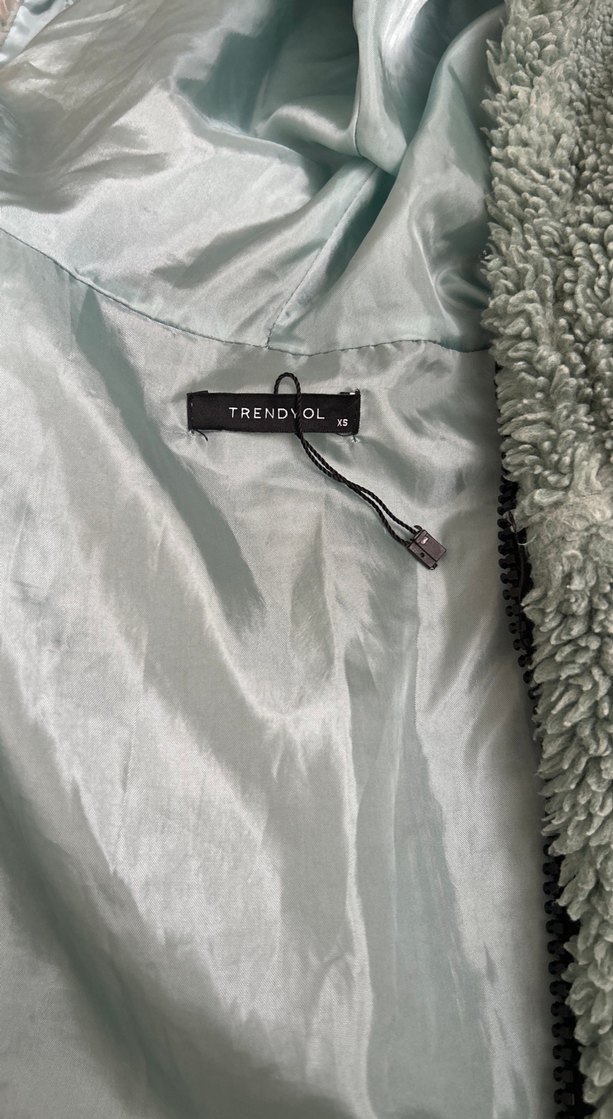 Gri Kadın Midi Boy Peluş Ceket - Görsel 3