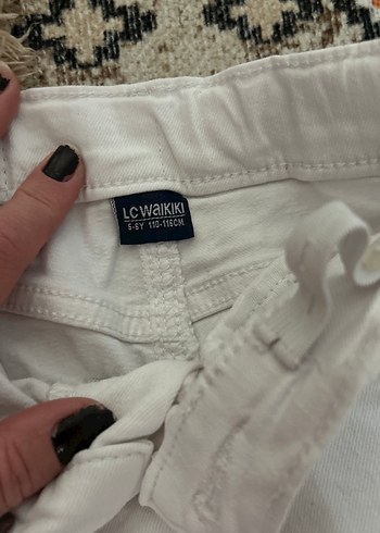 Kız Çocuk Beyaz Kemerli Pamuk Pantolon - Görsel 2