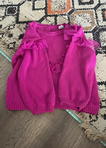 Pembe Fırfırlı Bohem çocuk kazak - Görsel 2