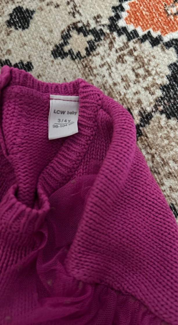 Pembe Fırfırlı Bohem çocuk kazak - Görsel 3