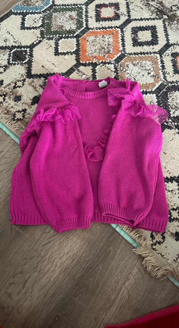 Pembe Fırfırlı Bohem çocuk kazak - Görsel 2