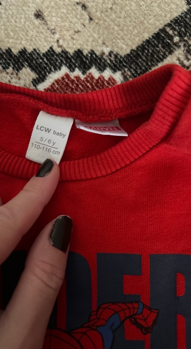 Kırmızı Örümcek Adam Baskılı Erkek Sweatshirt - Görsel 2