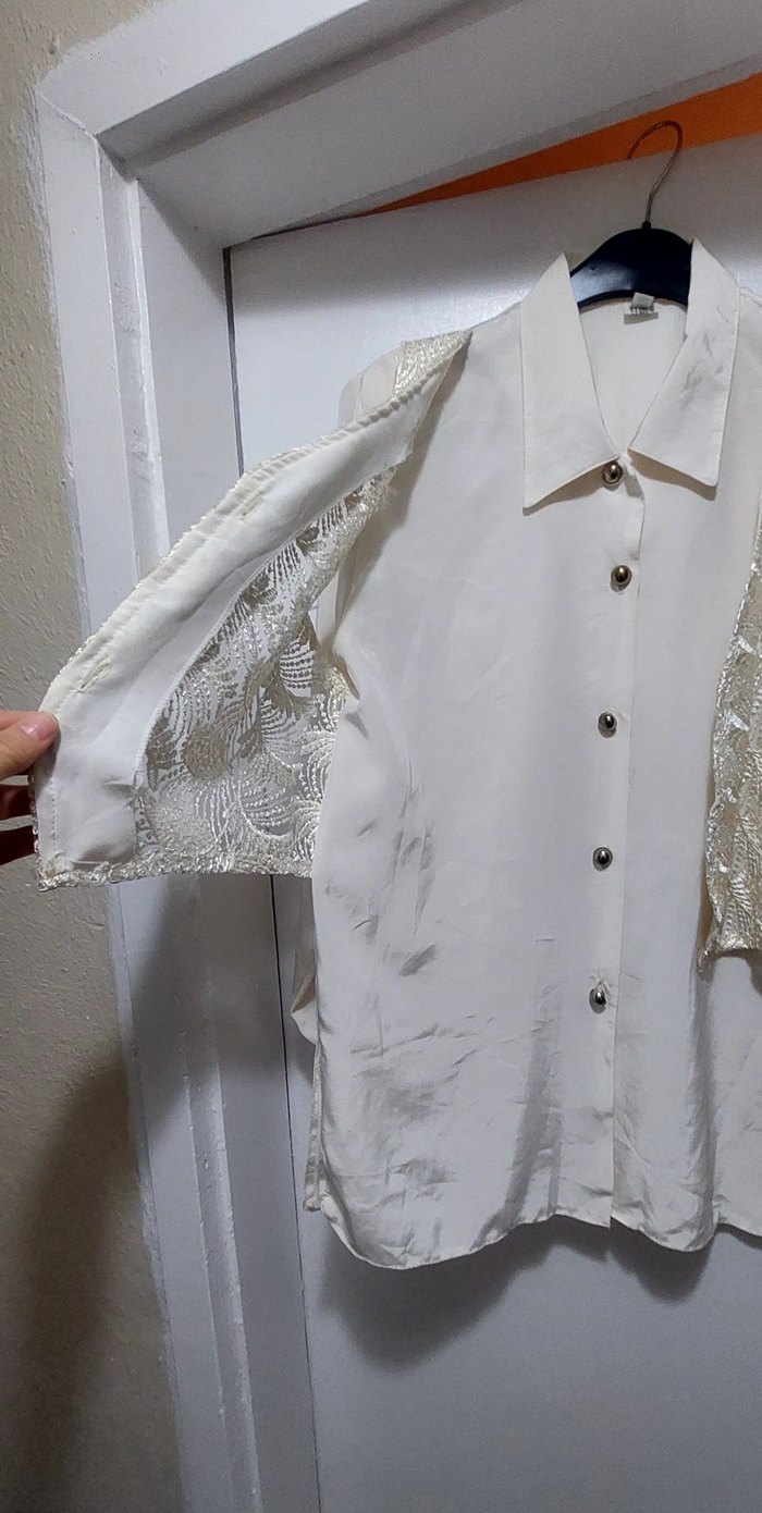 Nakış Detaylı saten Gömlek - Görsel 3