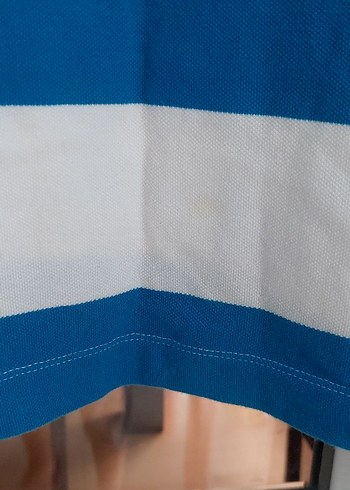 Mavi Beyaz Çizgili Kısa Kollu Polo Tişört - Görsel 6