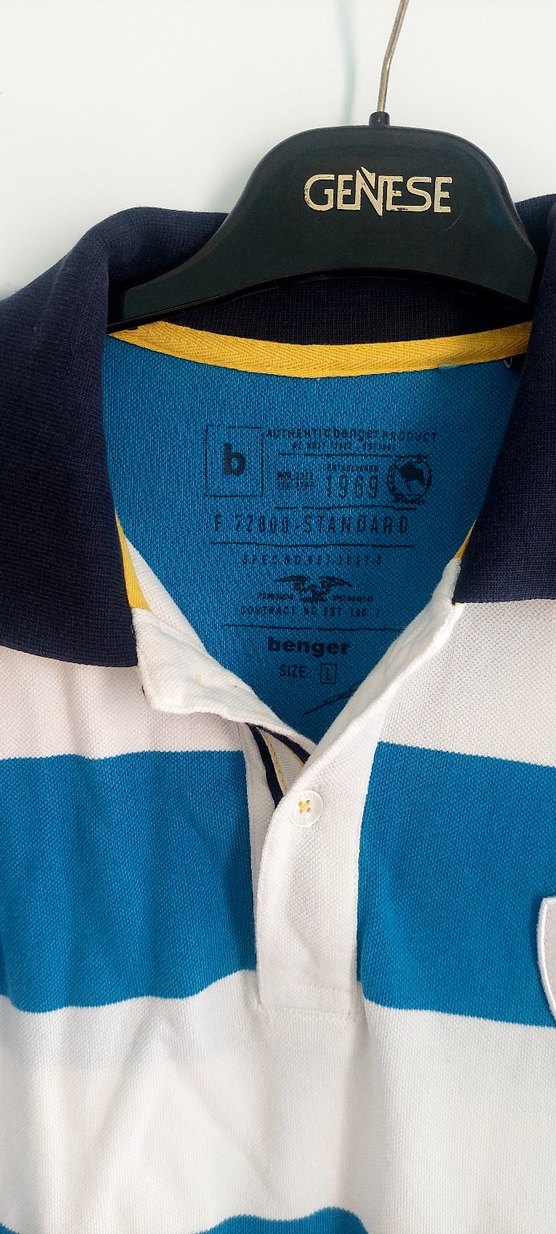 Mavi Beyaz Çizgili Kısa Kollu Polo Tişört - Görsel 3