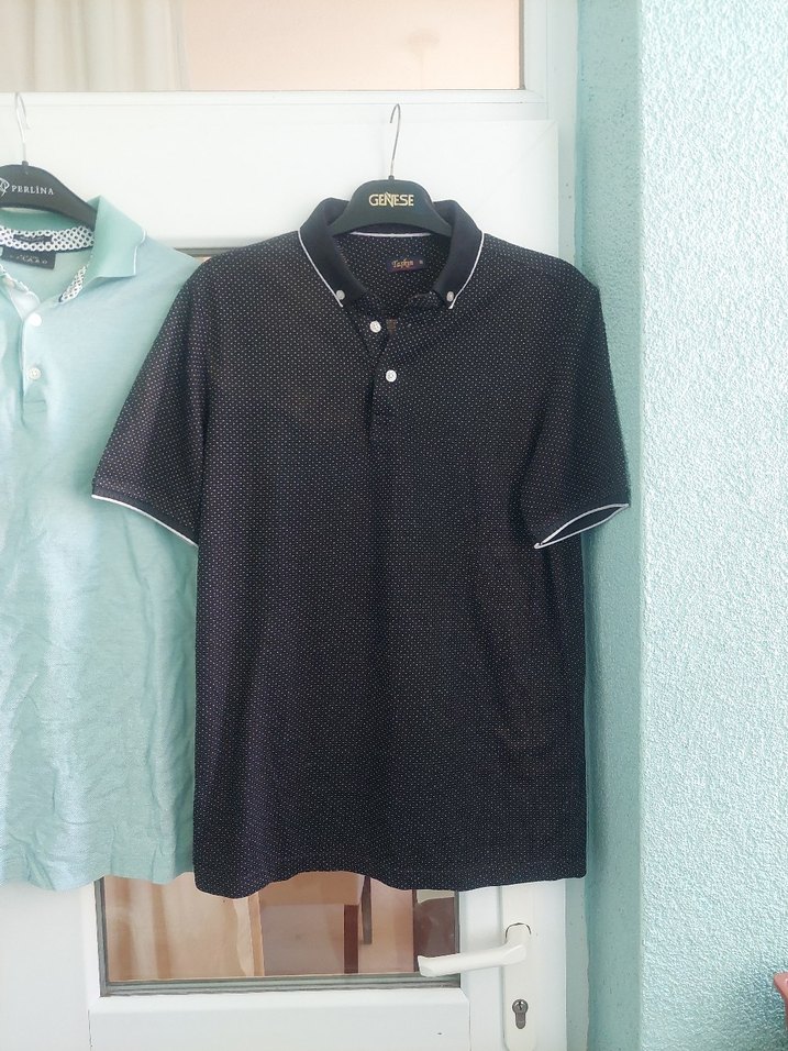 Erkek Siyah Kısa Kollu Pamuk Polo Tişört - Görsel 2
