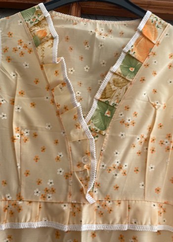 Krem  Baskılı Gecelik sabahlık takımı - Görsel 4